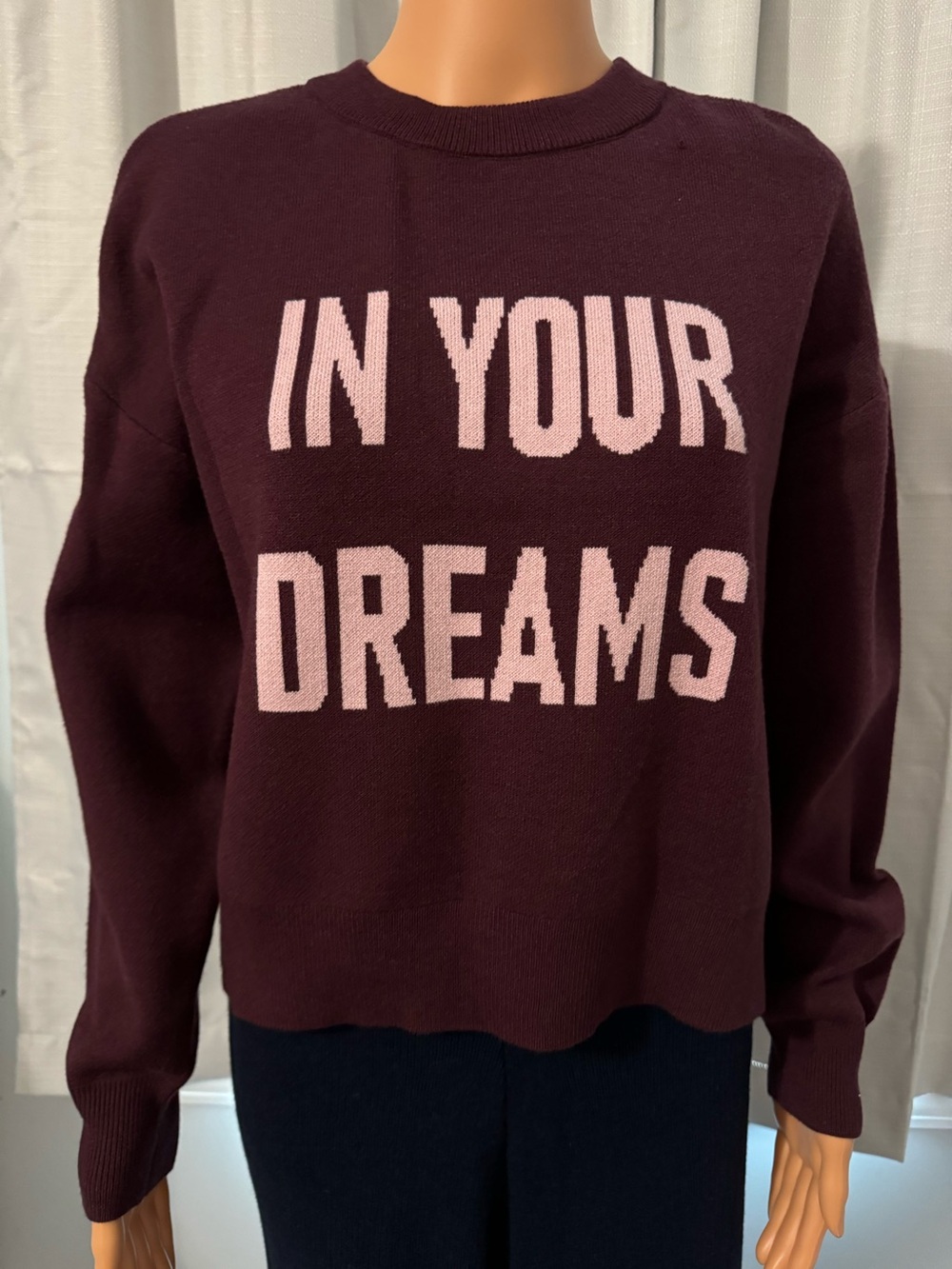 Cute No Comment size L purple In Your Dreams pullover sweater new